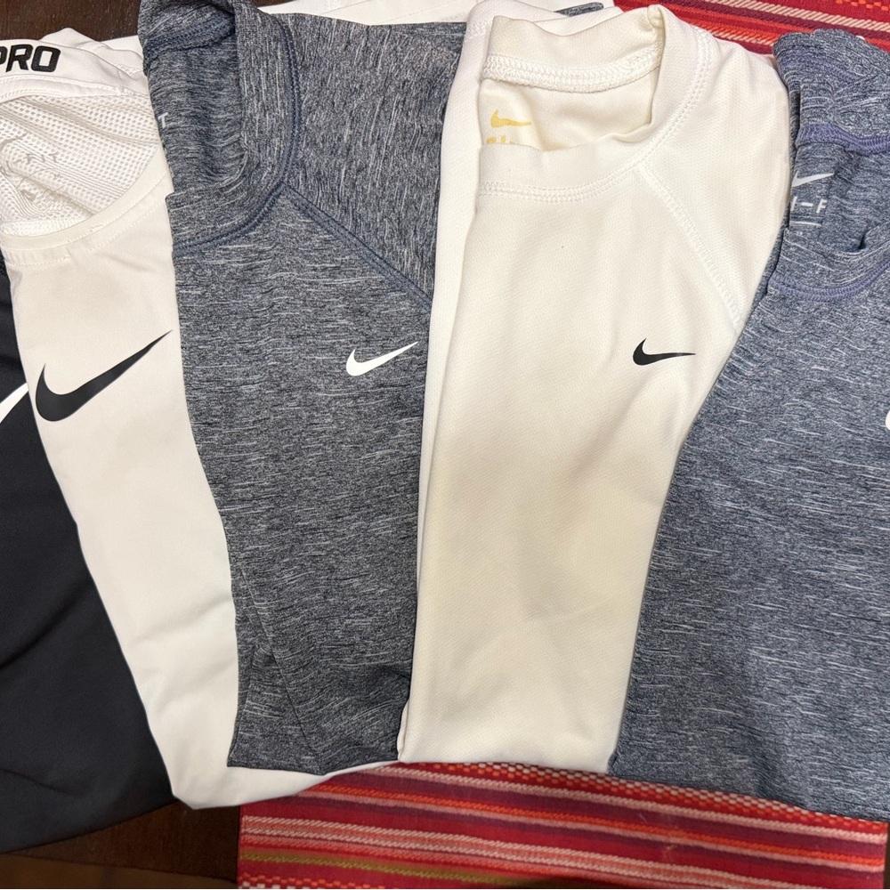 Men’s Nike Pro Dri-FIT Shirts (FIVE Shirts) - Blk, Gray, White, Blue-Grey